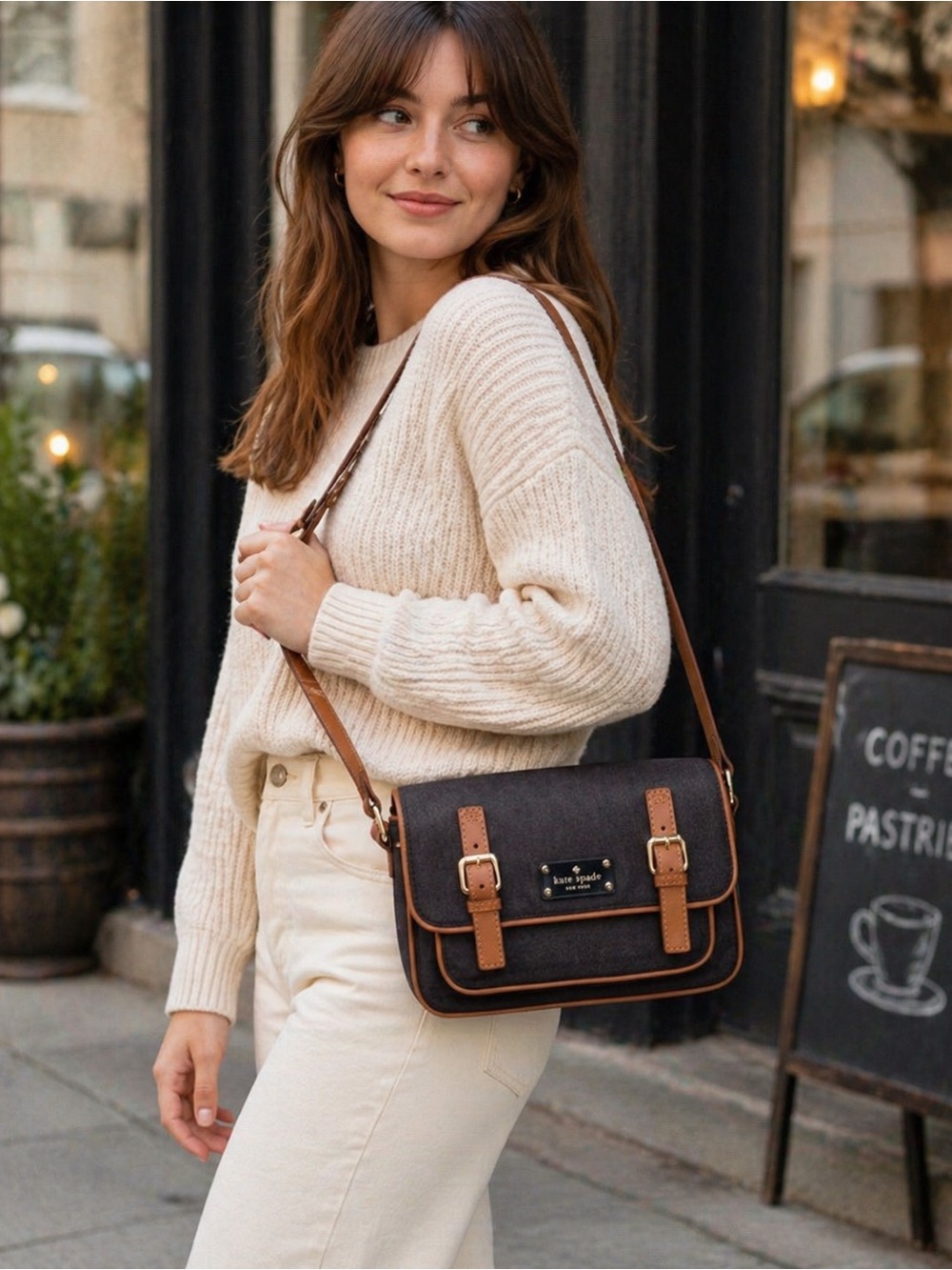 Kate Spade New York Denim Leather-Trimmed Crossbody Bag